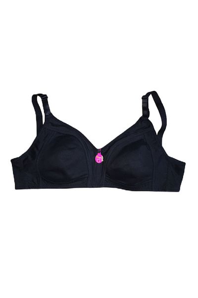Liza Women's Black Color Combed Cotton Wire-Free Non-Padded Gathering Bra Single