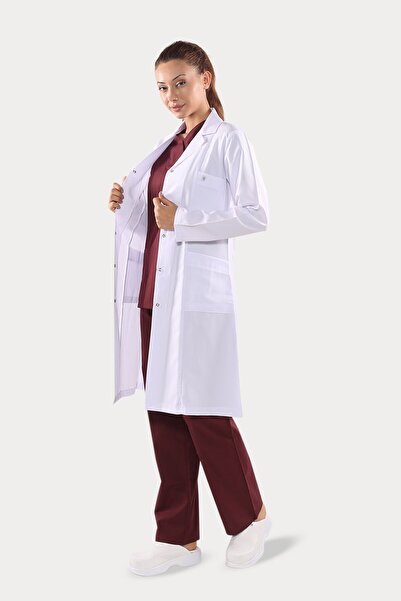 Aydın Online Uzun Kol Beyaz Uzun Boy Klasik Yaka Doktor Hemşire Öğretmen Önlüğü Alpaka Kumaş