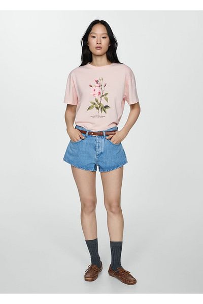 MANGO Woman Βαμβακερό μπλουζάκι με σχέδιο βάρκα