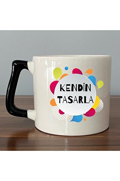 Kırtasiye Ofisi Kendin Tasarla Siyah Kulplu D Kupa