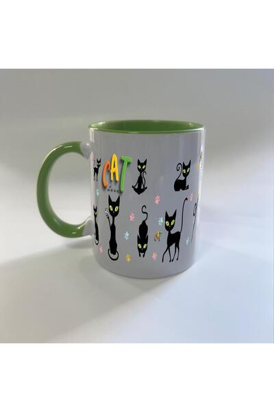 Kırtasiye Ofisi كوب ميجا أخضر مطبوع عليه حب القط