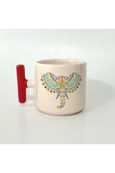 Kırtasiye Ofisi كوب على شكل حرف T مطرز بوجه فيل ومقبض أحمر