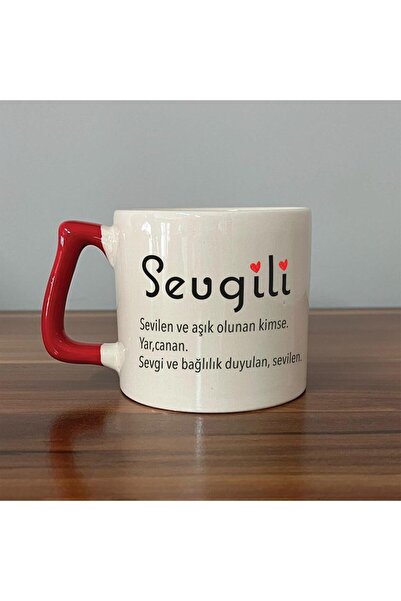 Kırtasiye Ofisi كوب على شكل حرف D بمقبض أحمر مطبوع عليه عشاق