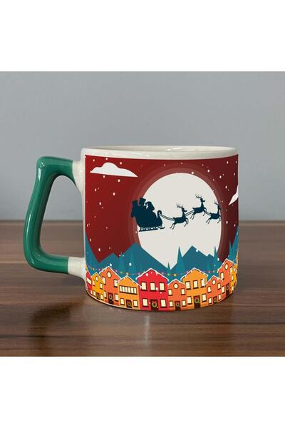 Kırtasiye Ofisi كوب رأس السنة الجديدة على شكل حرف D مطبوع عليه زلاجة وحيوان ا...