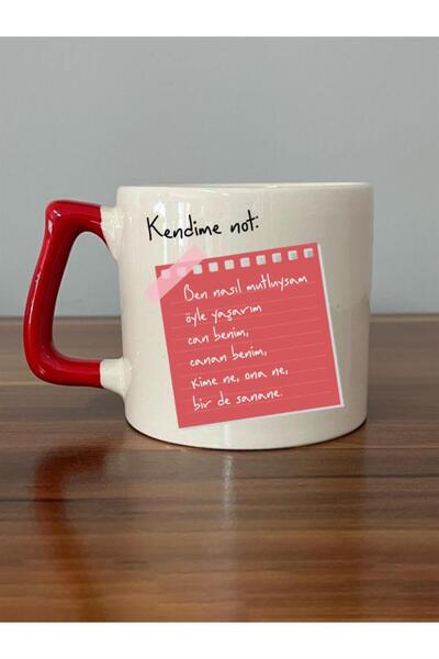 Kırtasiye Ofisi كوب على شكل حرف D بمقبض أحمر، ملاحظة لنفسي