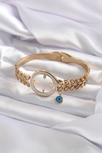 Q5concept Q5C 316L Steel Gold Color Attachable Zircon Stone Detail Women's Handcuffs