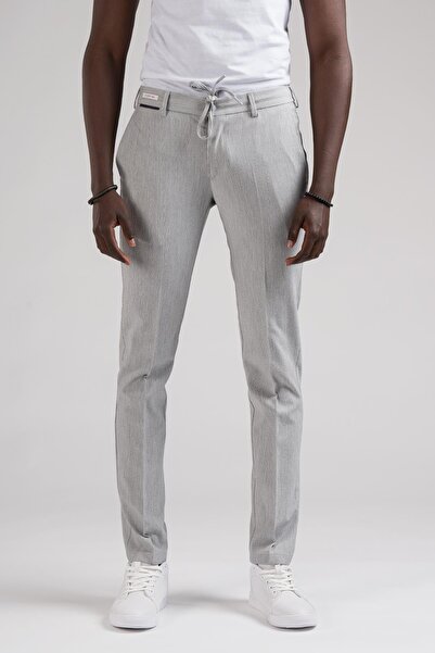 Ecer Thin Striped Slimfit Summer Jogger Pants - Half Elastic Waist, Thread Detail