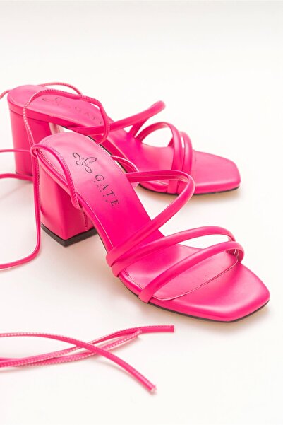 Gate Removable Drawstring Sandals or Slippers Use Genuine Leather Lining Women's Sandals - Fuchsia