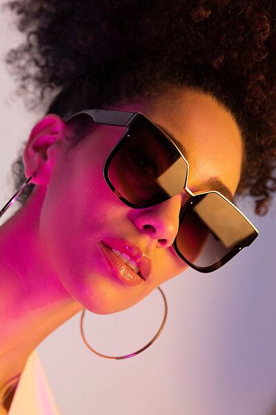 Polo55 Gold Detailed Leopard Pattern Large Case Women's Sunglasses