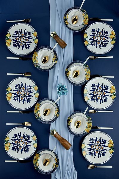 Babion Authentic Design Lemon Patterned 18 Piece Dining Set for 6 People, Dinner Set