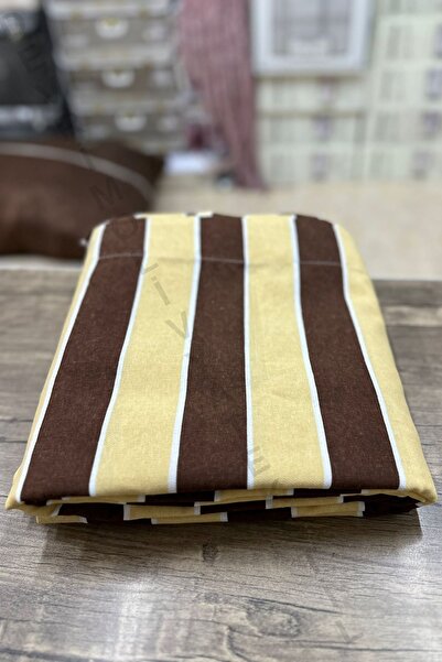 DEVRİM OLİVYA TEKSTİL Πολυτελής Κουρτίνα -x- Με Μετρήσεις Ύψους -καφέ-κρεμ Κουρτίνα Μπαλκονιού