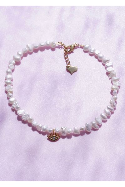 AŞIK ACCESSORIES Natural Pearl Anklet Eye Bag