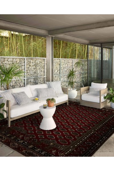 Rugs Modern Halı Mira Vintage Burgundy Black Floral Patterned Woven Base Wash...