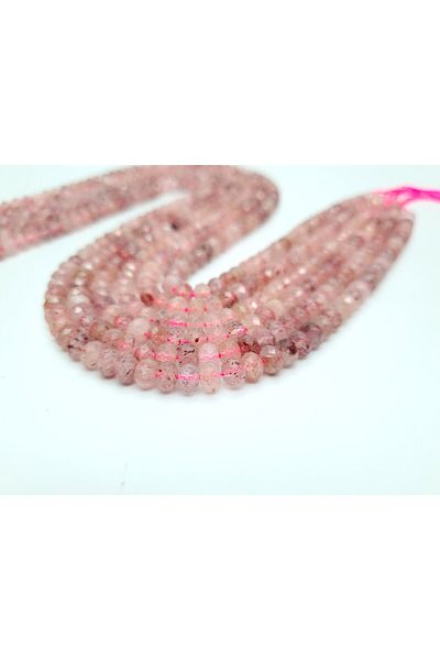 Yüksel Boncuk 4x6 mm Facet Cut - Strawberry and Rose Quartz Natural Stone String