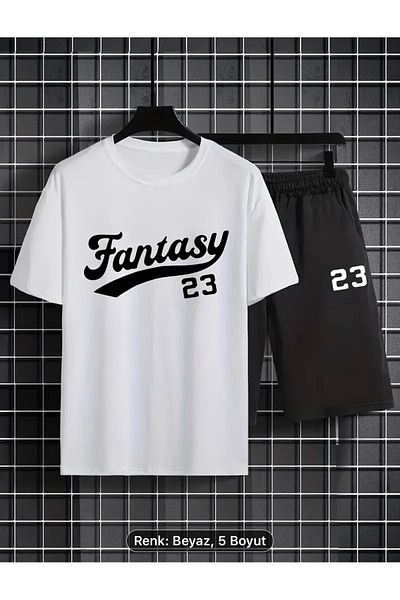 optimist sağdıç the original Comfortable Summer Outfit Set for Men - 2 Pcs T-Shirts and Lace-up Shorts