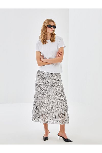 LC Waikiki Mintás sifon női szoknya - elasztikus derék