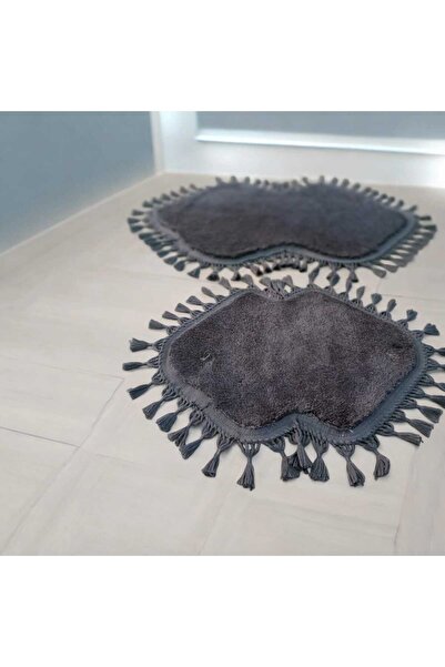 ALTUN CARPET Σετ 2 βελούδινα πομπόν με κρόσσια πατάκια μπάνιου - 40x50+50x80