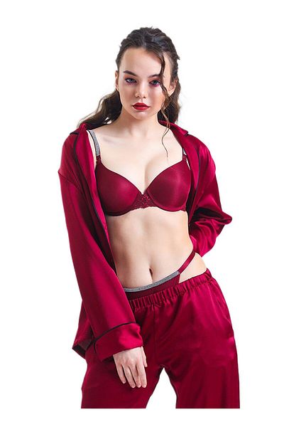 JENSCA Sutien din burete din dantela cu detalii din piatra 6389 - Magic Form