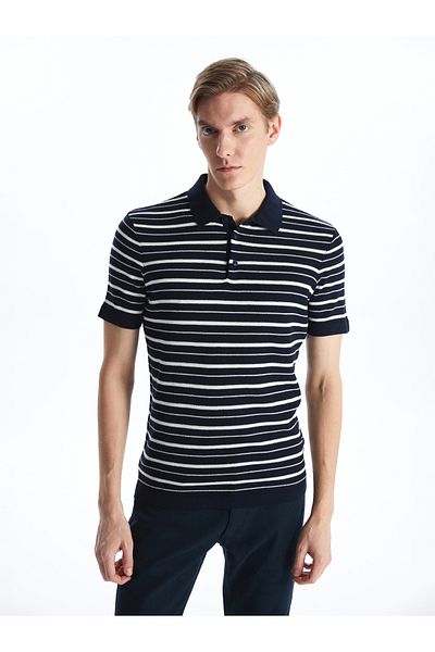 LC Waikiki Men's Striped Polo Collar Sweater - Short Sleeve