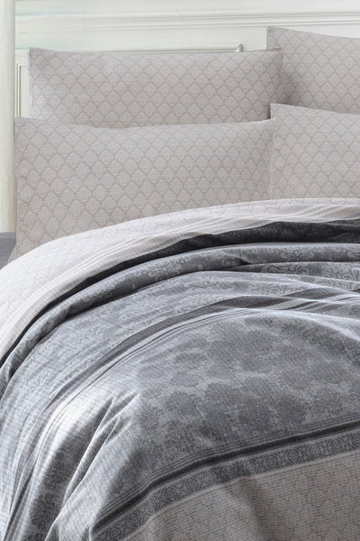 Enlora Home Pike Seti Baskılı Çift Kişilik Creative Gri