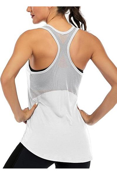 GHASSY CO. Ghassy Co. Women's Racerback Back Open Semi Mesh Training Yoga Running Sports Athlete Tank Tops 1780