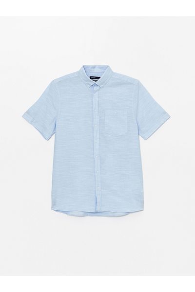 LC Waikiki Ανδρικό πουκάμισο Regular Fit με λινό μείγμα - κοντό μανίκι