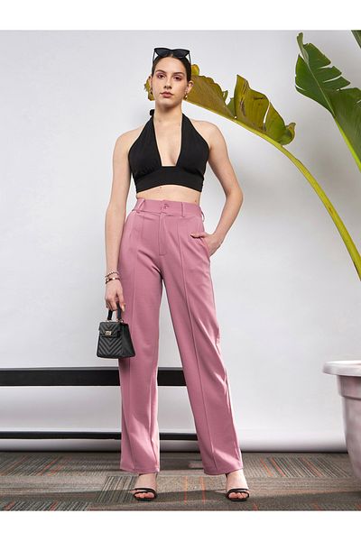 Sassafras By Styli Front Darted Knitted Straight Pants