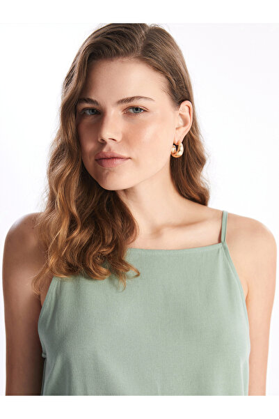 LC Waikiki Těhotenské šaty ze směsi lnu - čtvercový límec a rovná ramínka