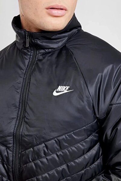 Nike Therma-Fit Windrunner Midweight Erkek Siyah Dik Yaka Spor Mont