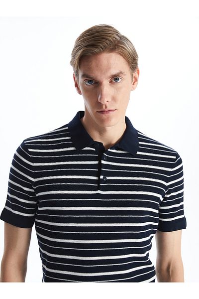 LC Waikiki Men's Striped Polo Collar Sweater - Short Sleeve