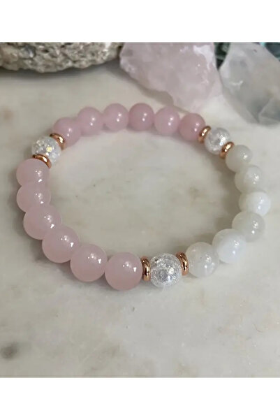 NBS Beautiful Naturel Stones Aşk,Mutluluk Mıknatısı Doğal Taş Bileklik ( Pemb...