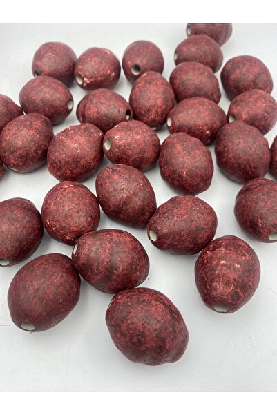 Hedef Bijuteri Burgundy Matte Oval Egg - Pebble Model, Large Bead Accessory, ...