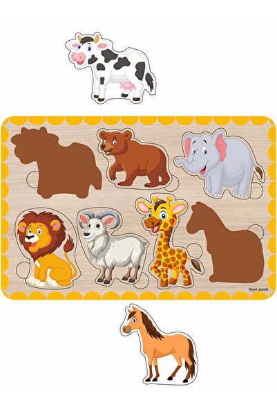 LİPYOS Sevimli Hayvanlar, Ayı, Fil, Aslan Bultak Ahşap Puzzle