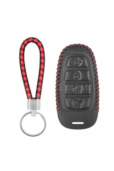 ŞENYILDIZ AKSESUAR Leather Key Case and Knit Keychain Compatible for Hyundai 2021+ Tucson Santa Fe - View 2nd Picture