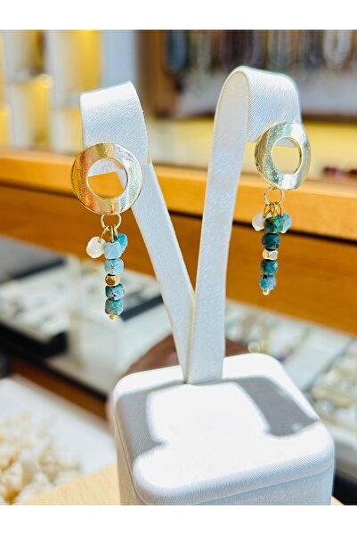 Luna Natural Stone Pearl and Turquoise Earrings