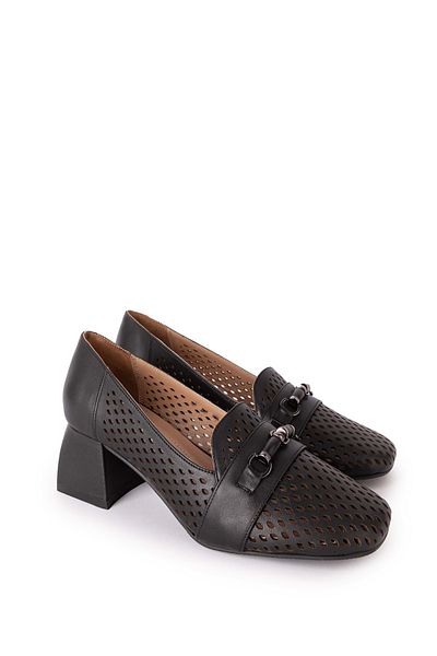 Gondol Women's Genuine Leather Laser Perforated Heeled Shoes Ast.7480
