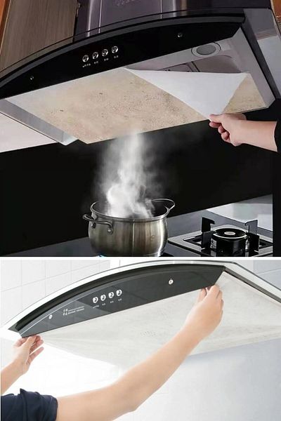 Streak 12 Pieces Hood Aspirator Protective Filter 45X43Cm Oil Absorber Kitchen Anti-Smoke Interlining Paper