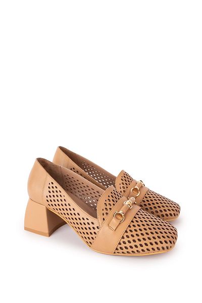 Gondol Pantofi de damă din piele naturală perforată cu laser cu toc Ast.7480