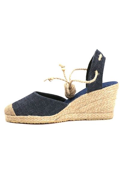 Star Tombis Toc pană bej - Espadrile din paie de in, legat la glezne, lucrat manual