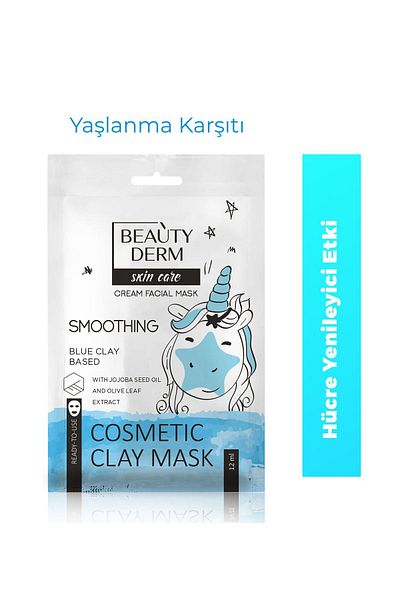 BEAUTY DERM Blue Clay Face Mask - Straightening Effect, Jojoba and Olive Oil 12ml Gel