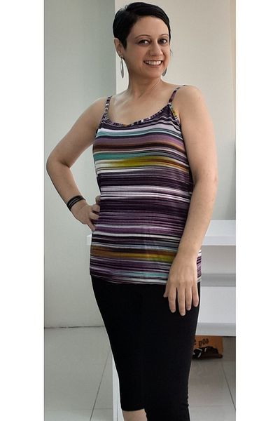 Mertcan Butik Plum Patterned Viscose T-Shirt with Rope Strap