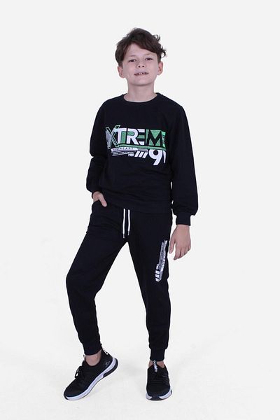 PANİO KİDS Σετ φόρμας 3 τεμαχίων Xtreme-casual-new York με διπλή τσέπη για αγόρι μαύρο-γκρι-μπλε ναυτικό