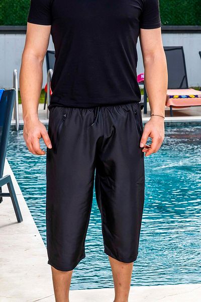 Mayom Ανδρικό μαύρο Basic Straight Pocket Capri, σορτς θαλάσσης