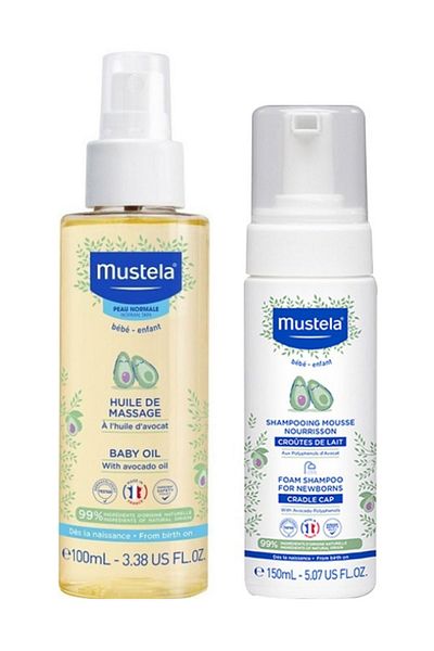 Mustela Mustela 100ml Baby Care Massage Oil - Newborn Foam Shampoo 150 ml