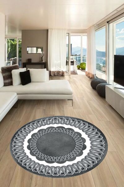 YTR HOME Dijital Baskı Yıkanabilir Kaymaz Taban Dekoratif Salon Mutfak Halısı...