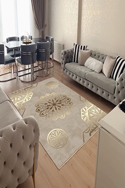 YTR HOME Dijital Baskı Yıkanabilir Kaymaz Taban Dekoratif Salon Mutfak Halısı...