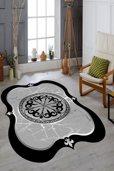 YTR HOME Dijital Baskı Yıkanabilir Kaymaz Taban Dekoratif Salon Mutfak Halısı...