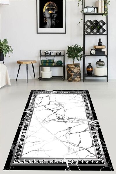 YTR HOME Dijital Baskı Yıkanabilir Kaymaz Taban Dekoratif Salon Mutfak Halısı...