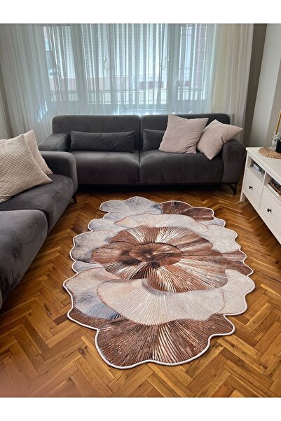 YTR HOME Dijital Baskı Yıkanabilir Kaymaz Taban Dekoratif Salon Mutfak Halısı...