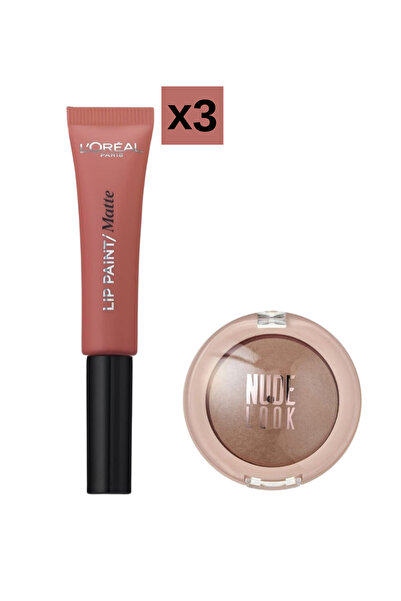 Golden Rose Nude Look Matte Baked Eyeshadow Tekli Mat Far + Loreal Paris Infaillible Lip Paint Matte 201 Ruj X 3